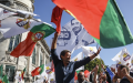 Andre Ventura waves to supporters on the last day of campaigning ahead of the upcoming local elections in Braga, Portugal. Photograph: Miguel A Lopes/EPA